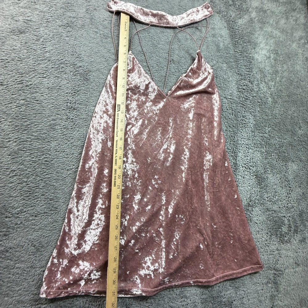 TOBI S Crushed Velvet Slip Dress Blush Pink Choker Neck Strappy Back NWT - Picture 6 of 8
